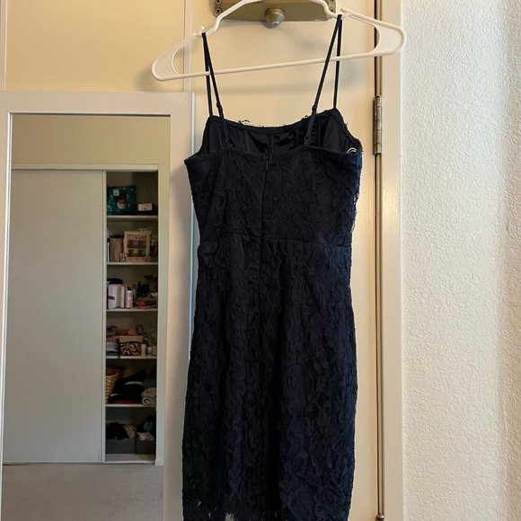 Lulu's Romantic Fate Navy Blue Lace Bodycon Mini Dress - Picture 2 of 3